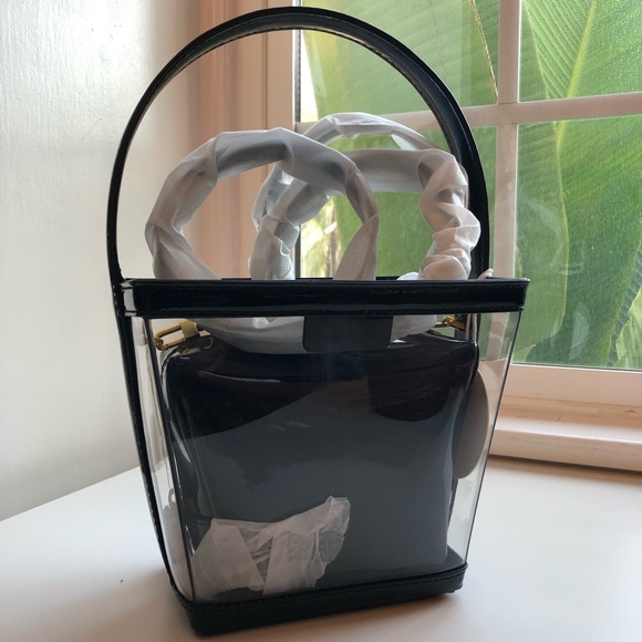 STAUD Clear PVC + Black Patent Tote – Chic Minimalist Must-Have (NWT) - Picture 5 of 8